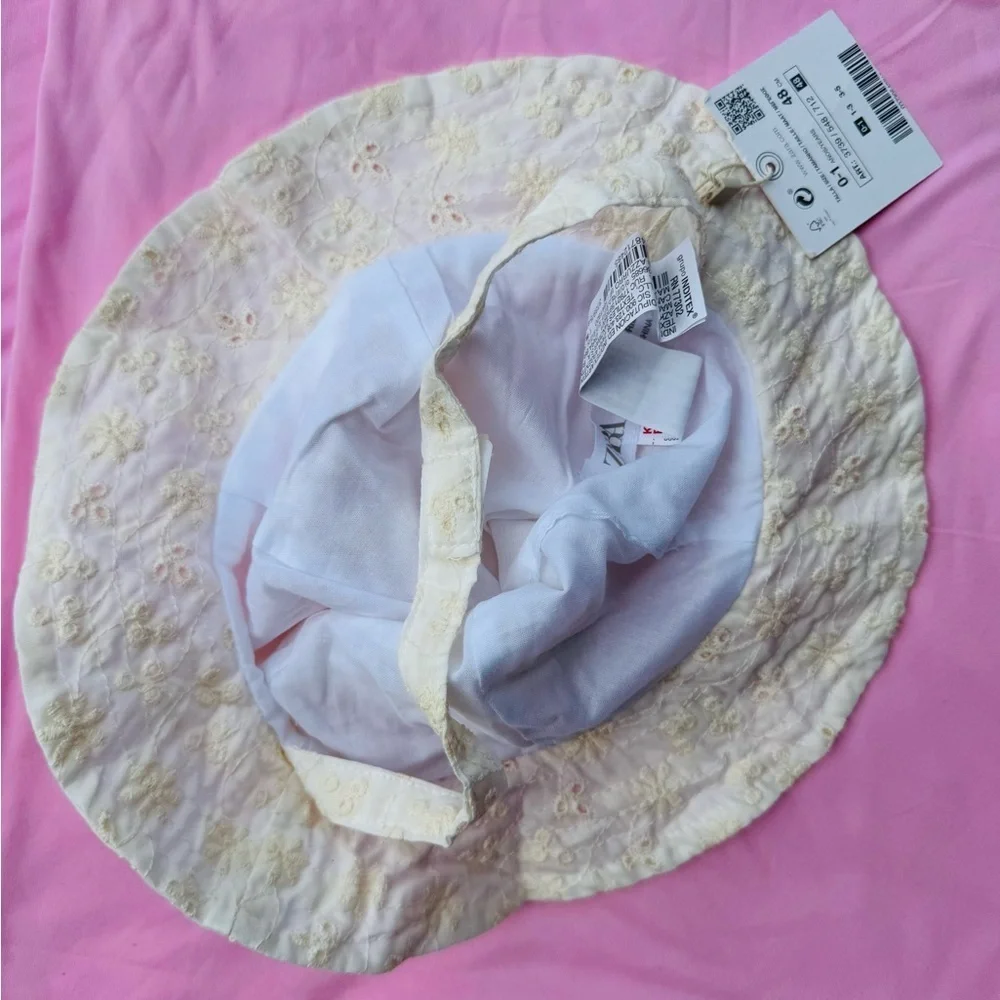 Zara Cream Floral Kids Hat